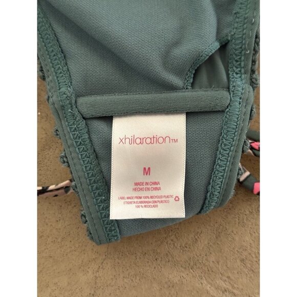 Xhilaration Crochet Bikini Top M Green Multicolor Trim Bralette Style - Picture 3 of 5